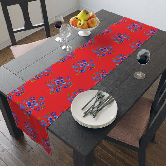 Forget Me Not Red Table Runner (Cotton, Polyester)