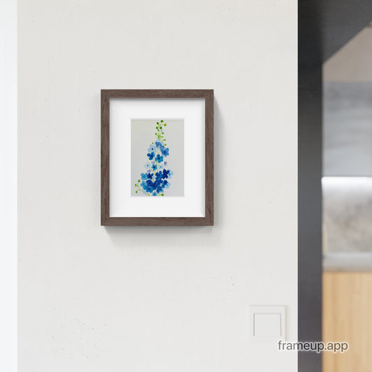 Blue flowers watercolor print